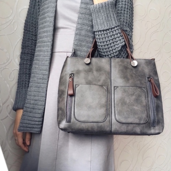 TSH Handbags - "Seven of Nine" [Slate Gray] (CLOSET CLOSING SALE)